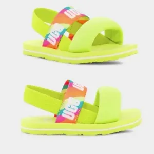 UGG Zuma Sling Slides in Sulfur Green with Padded Strap Big Girls Size 5