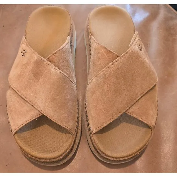 UGGs Goldenstar Crisscross Slide Platform Sandals EUC Size 6