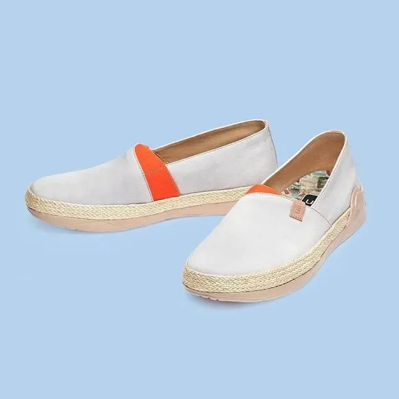 UIN Men's Espadrilles Slip Ons Canvas Walking Casual Shoes Marbella Creamy White