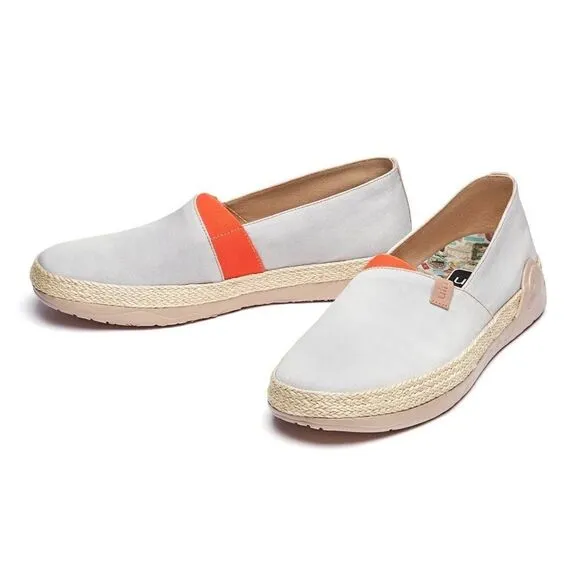 UIN Men's Espadrilles Slip Ons Canvas Walking Casual Shoes Marbella Creamy White