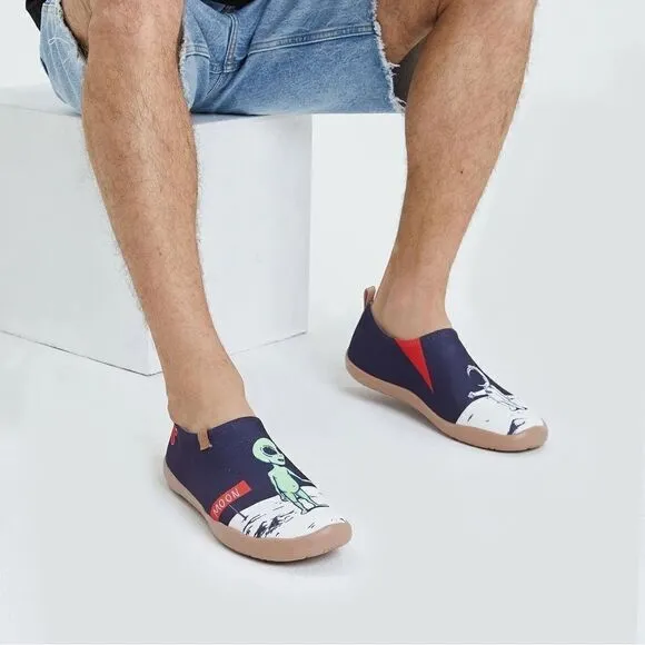 UIN Men's Slip Ons Canvas Flats Walking Casual Loafers Shoes (Nice To Meet U)