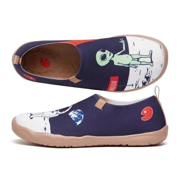 UIN Men's Slip Ons Canvas Flats Walking Casual Loafers Shoes (Nice To Meet U)