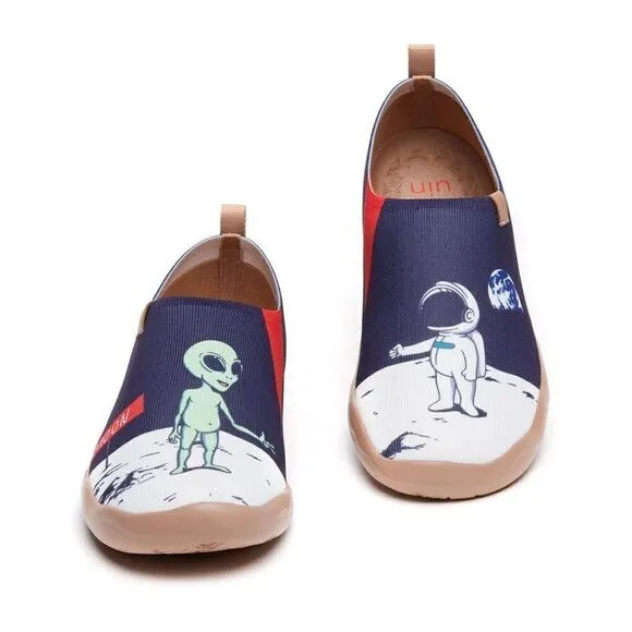 UIN Men's Slip Ons Canvas Flats Walking Casual Loafers Shoes (Nice To Meet U)