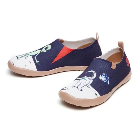 UIN Men's Slip Ons Canvas Flats Walking Casual Loafers Shoes (Nice To Meet U)