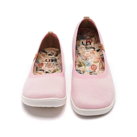 UIN Women's Loafers Comfort Walking Casual Shoes (Valencia Knitted Pink)