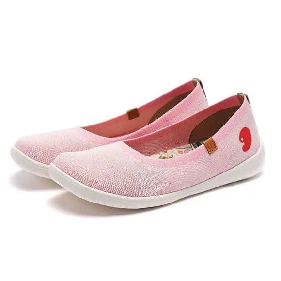 UIN Women's Loafers Comfort Walking Casual Shoes (Valencia Knitted Pink)