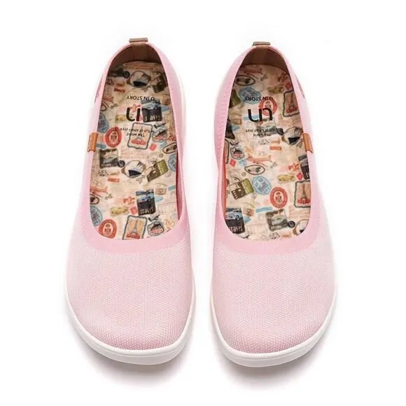 UIN Women's Loafers Comfort Walking Casual Shoes (Valencia Knitted Pink)