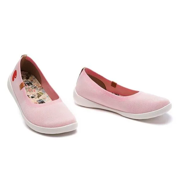 UIN Women's Loafers Comfort Walking Casual Shoes (Valencia Knitted Pink)