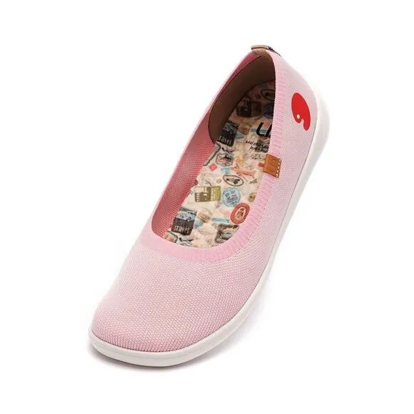UIN Women's Loafers Comfort Walking Casual Shoes (Valencia Knitted Pink)