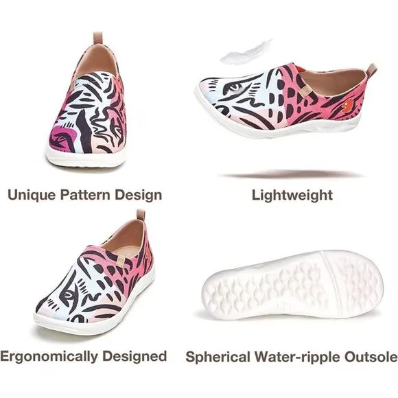 UIN Women's Loafers Slip Ons Casual Travel Comfort Shoes (Leopard’s Eyes III)