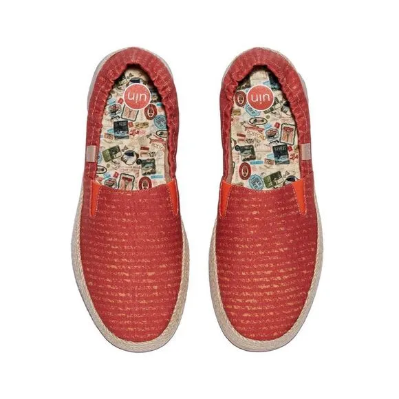 UIN Women's Espadrilles Canvas Walking Casual Shoes (Burnt Ochre Marbella VI)
