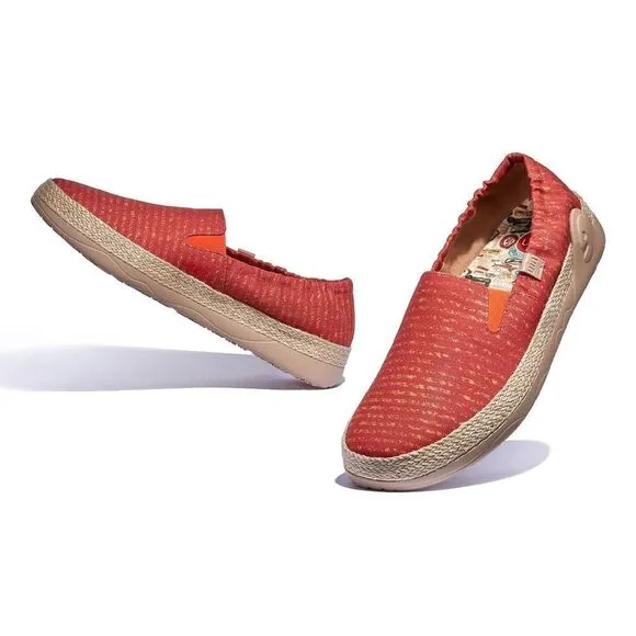 UIN Women's Espadrilles Canvas Walking Casual Shoes (Burnt Ochre Marbella VI)