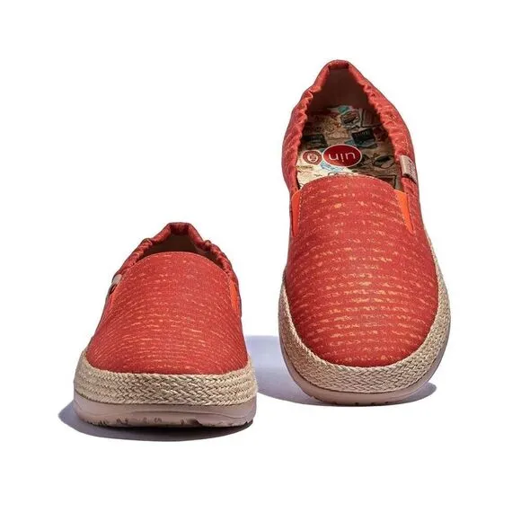 UIN Women's Espadrilles Canvas Walking Casual Shoes (Burnt Ochre Marbella VI)