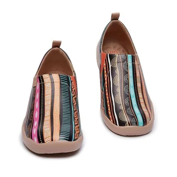UIN Women's Walking Travel Shoes Slip On Microfiber Casual Loafers (Color Bar)
