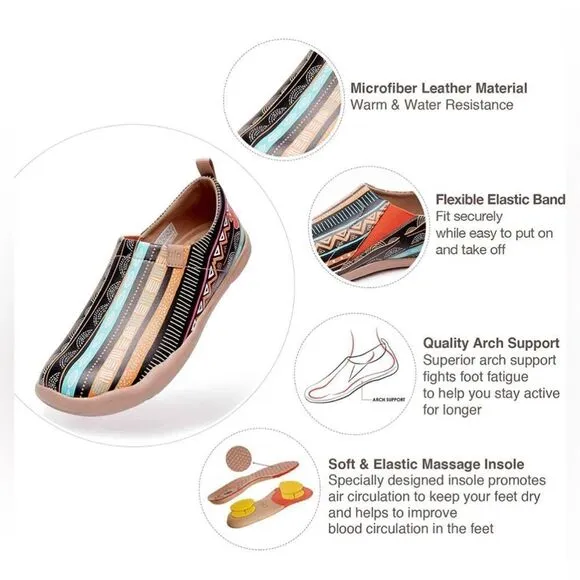 UIN Women's Walking Travel Shoes Slip On Microfiber Casual Loafers (Color Bar)