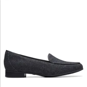 UnBlush Ease by Clark’s Gray Wool Blend Loafers Black Patent Thin Trim Size 8