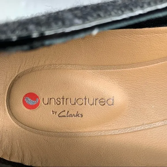 UnBlush Ease by Clark’s Gray Wool Blend Loafers Black Patent Thin Trim Size 8