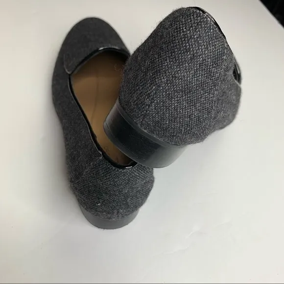 UnBlush Ease by Clark’s Gray Wool Blend Loafers Black Patent Thin Trim Size 8