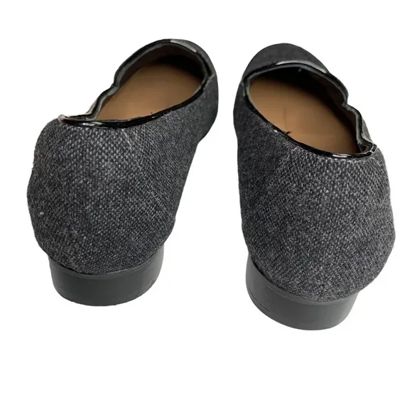 UnBlush Ease by Clark’s Gray Wool Blend Loafers Black Patent Thin Trim Size 8