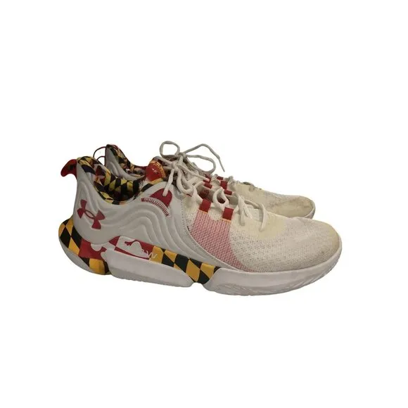 Under Armour Flow FUTR X 2 Team Men Size 15 Red White Maryland Colorway Sneakers