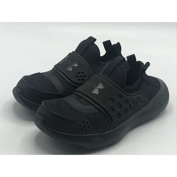 Under Armour Runplay Youth Size 11k Black Slip-On Sneakers 3024211 002 New