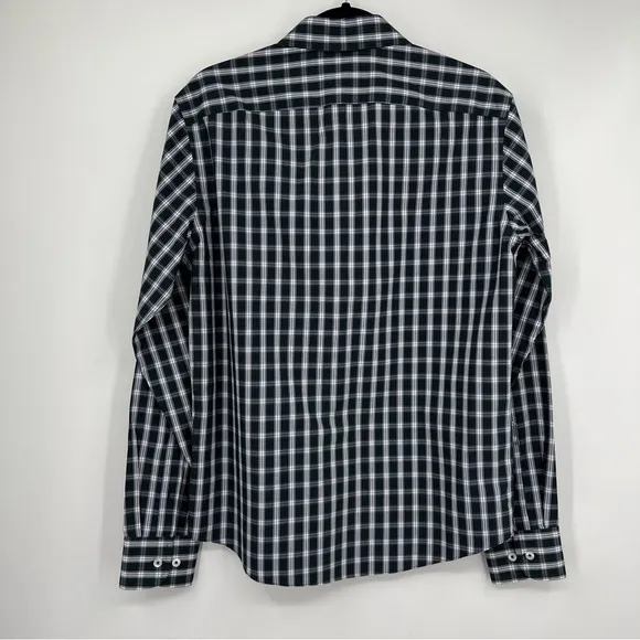 UNTUCK It Slim Fit Wrinkle Free Striped Plaid Check Collar Long Sleeves Shirt