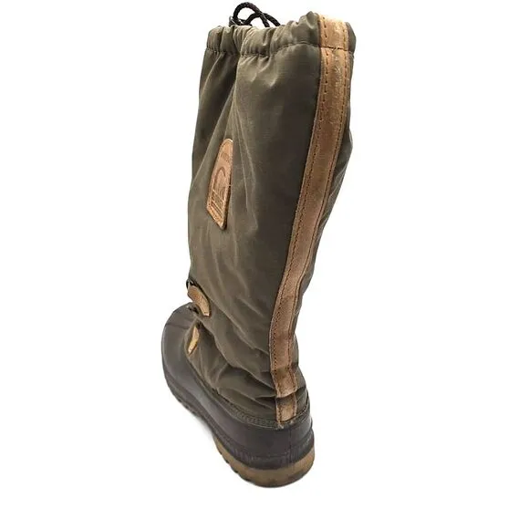 USA Sorel Kaufman Woodsman Green Nylon Felt Lined Steel Shank Duck Boots Mens 12