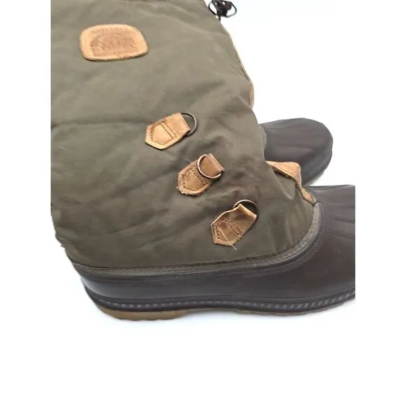 USA Sorel Kaufman Woodsman Green Nylon Felt Lined Steel Shank Duck Boots Mens 12