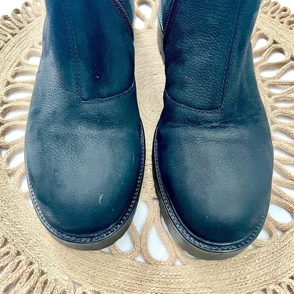 Vagabond Black Lug Leather Upper Fur Lined Boots in Size 7 4857-250-20