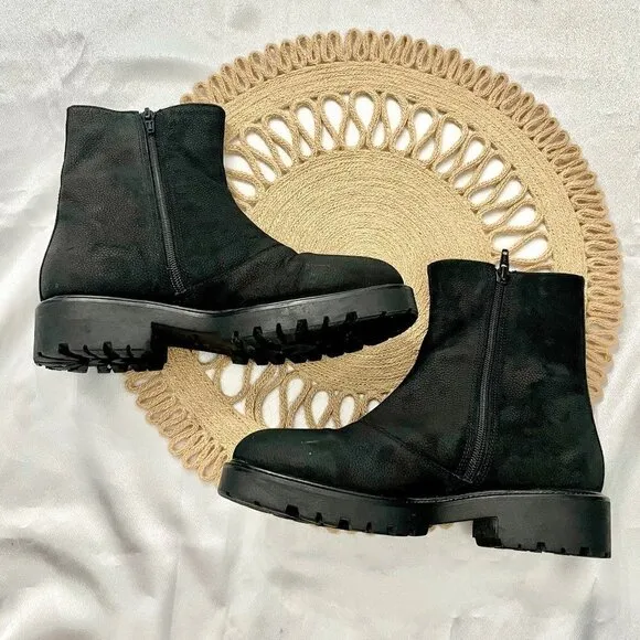 Vagabond Black Lug Leather Upper Fur Lined Boots in Size 7 4857-250-20