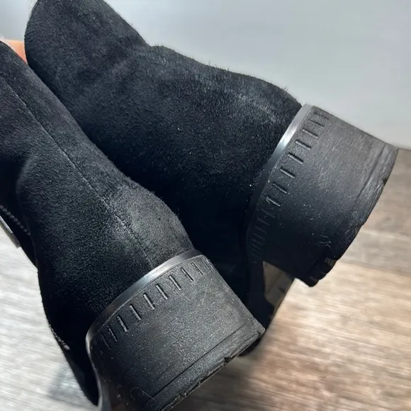 Valdini Black Suede Ankle Boots fur lined snow boots women’s size 8 (b116)