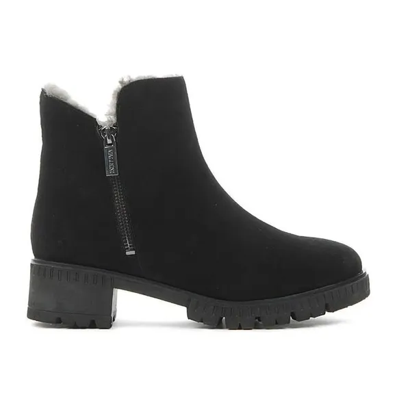 Valdini Black Suede Ankle Boots fur lined snow boots women’s size 8 (b116)