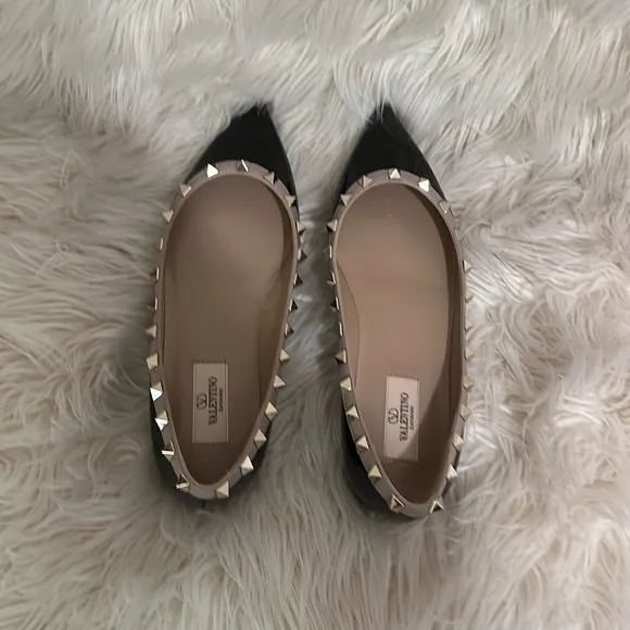 Valentino Black Rockstud Patent Leather Flats