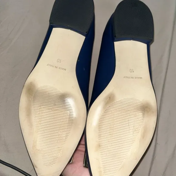 Valentino Blue Flats with Gold Accents