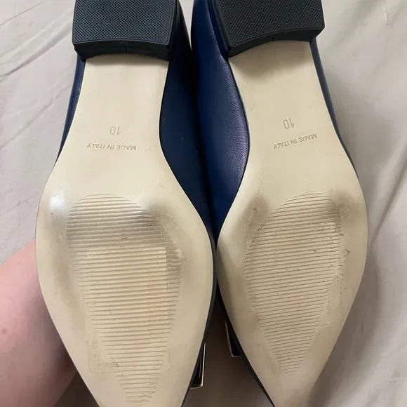 Valentino Blue Flats with Gold Accents