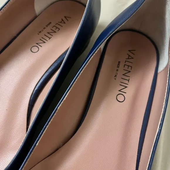 Valentino Blue Flats with Gold Accents