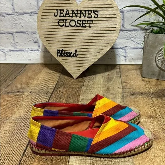 Valentino Multicolor Chevron Print Canvas Espadrilles Size 40