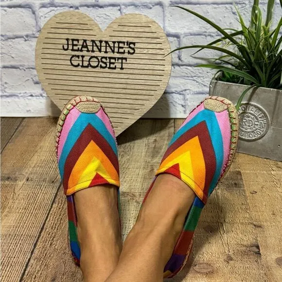 Valentino Multicolor Chevron Print Canvas Espadrilles Size 40