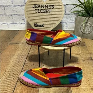 Valentino Multicolor Chevron Print Canvas Espadrilles Size 40
