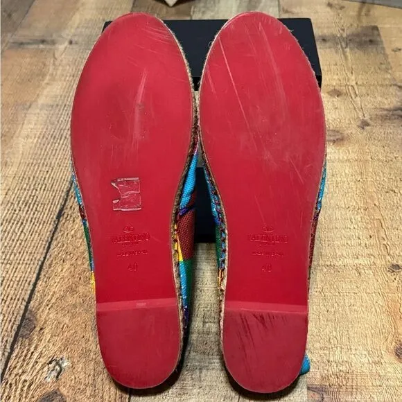 Valentino Multicolor Chevron Print Canvas Espadrilles Size 40