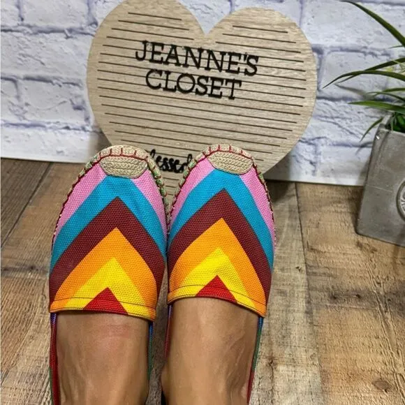 Valentino Multicolor Chevron Print Canvas Espadrilles Size 40