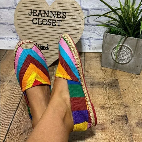 Valentino Multicolor Chevron Print Canvas Espadrilles Size 40