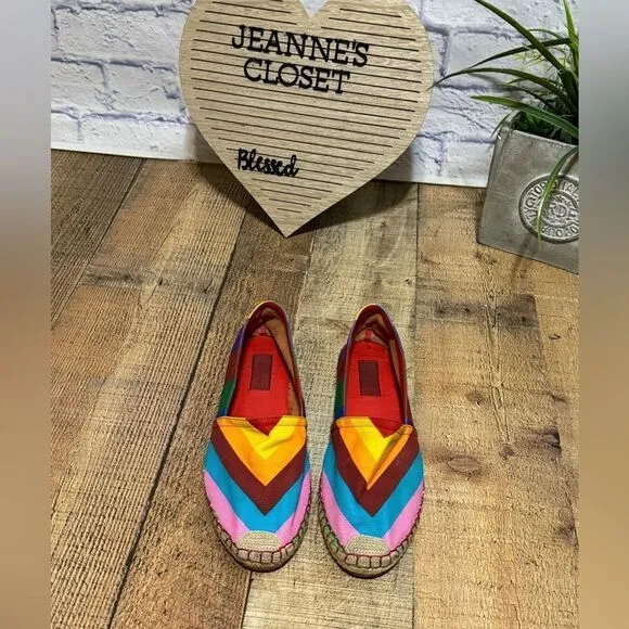 Valentino Multicolor Chevron Print Canvas Espadrilles Size 40