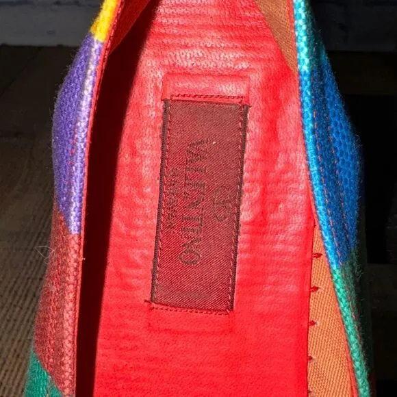 Valentino Multicolor Chevron Print Canvas Espadrilles Size 40