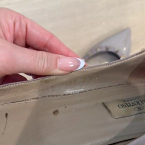 Valentino rockstud nude patent leather flats pointy toe ballerina