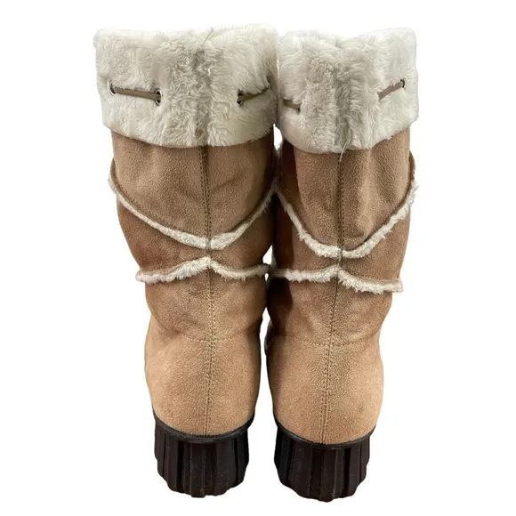 VANELI Tan Suede Fur Lined Women’s Boots - Sz 6 1/2
