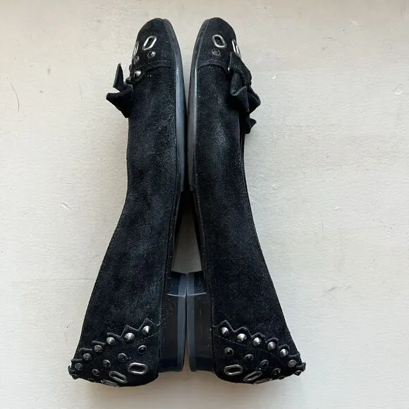 Vaneli Thisbe Black Suede Embellished Flats w/ Pointed Toes Women’s Size 6.5 M
