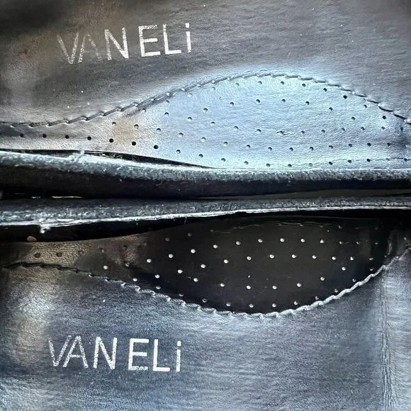 Vaneli Thisbe Black Suede Embellished Flats w/ Pointed Toes Women’s Size 6.5 M