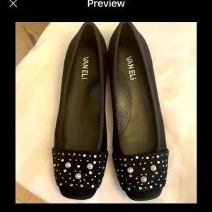 VANELI BLACK SUEDE EMBELLISHED BALLET FLAT…