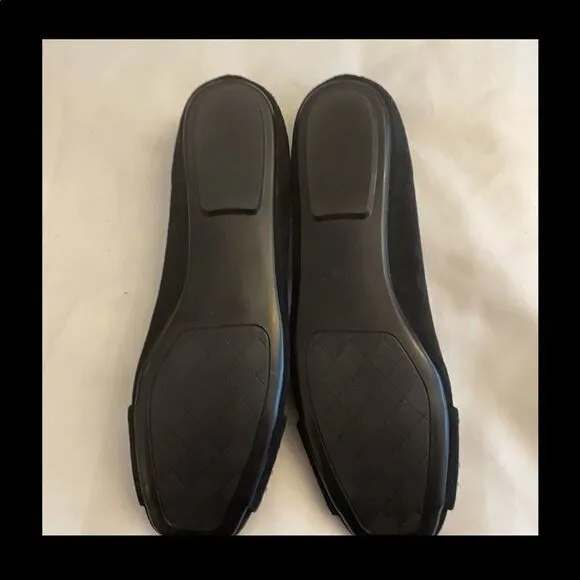 VANELI BLACK SUEDE EMBELLISHED BALLET FLAT…